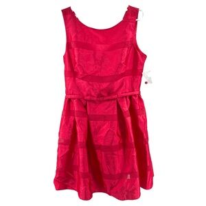 Taylor hot pink 16 fit n flare sleeveless dress mesh detail plus party cocktail